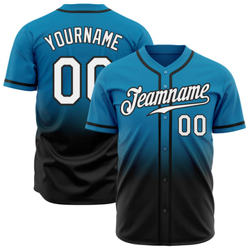 Custom Panther Blue White-Black Authentic Fade Fashion Baseball Jersey