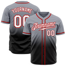 Load image into Gallery viewer, Custom Gray White Black-Red Authentic Fade Fashion Baseball Jersey
