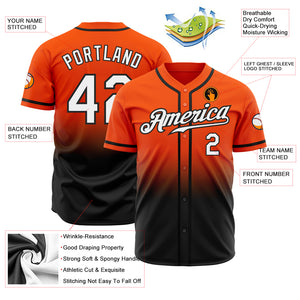 Custom Orange White-Black Authentic Fade Fashion Baseball Jersey