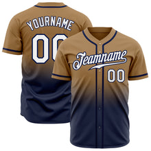 Load image into Gallery viewer, Custom Old Gold White-Navy Authentic Fade Fashion Baseball Jersey
