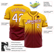 Load image into Gallery viewer, Custom Yellow White-Crimson Authentic Fade Fashion Baseball Jersey
