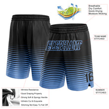 Load image into Gallery viewer, Custom Black Light Blue Pinstripe Fade Fashion Authentic Basketball Shorts
