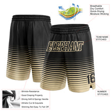 Load image into Gallery viewer, Custom Black Cream Pinstripe Fade Fashion Authentic Basketball Shorts
