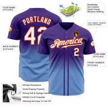 Load image into Gallery viewer, Custom Purple White Light Blue-Orange Authentic Fade Fashion Baseball Jersey
