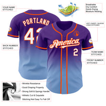 Load image into Gallery viewer, Custom Purple White Light Blue-Orange Authentic Fade Fashion Baseball Jersey
