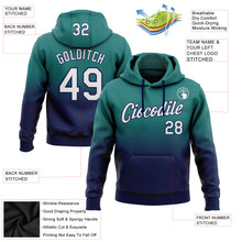 Load image into Gallery viewer, Custom Stitched Teal White-Navy Fade Fashion Sports Pullover Sweatshirt Hoodie
