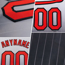 Load image into Gallery viewer, Custom White Pinstripe Red-Black Authentic Fade Fashion Baseball Jersey
