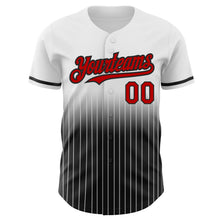 Load image into Gallery viewer, Custom White Pinstripe Red-Black Authentic Fade Fashion Baseball Jersey
