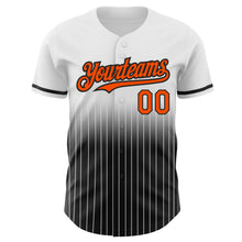 Load image into Gallery viewer, Custom White Pinstripe Orange-Black Authentic Fade Fashion Baseball Jersey
