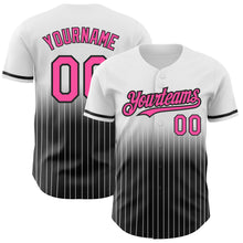 Load image into Gallery viewer, Custom White Pinstripe Pink-Black Authentic Fade Fashion Baseball Jersey
