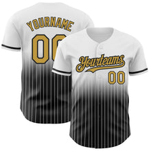 Load image into Gallery viewer, Custom White Pinstripe Old Gold-Black Authentic Fade Fashion Baseball Jersey
