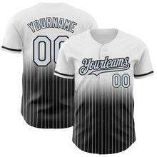 Load image into Gallery viewer, Custom White Pinstripe Silver-Black Authentic Fade Fashion Baseball Jersey
