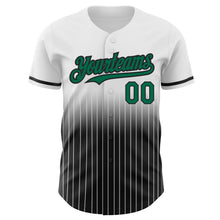 Load image into Gallery viewer, Custom White Pinstripe Kelly Green-Black Authentic Fade Fashion Baseball Jersey
