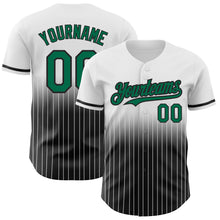 Load image into Gallery viewer, Custom White Pinstripe Kelly Green-Black Authentic Fade Fashion Baseball Jersey
