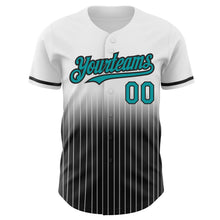 Load image into Gallery viewer, Custom White Pinstripe Teal-Black Authentic Fade Fashion Baseball Jersey
