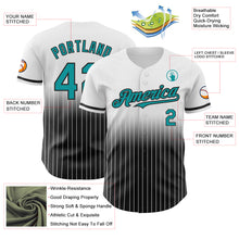 Load image into Gallery viewer, Custom White Pinstripe Teal-Black Authentic Fade Fashion Baseball Jersey
