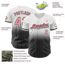 Load image into Gallery viewer, Custom White Pinstripe Medium Pink-Black Authentic Fade Fashion Baseball Jersey
