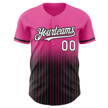 Load image into Gallery viewer, Custom Pink Pinstripe White-Black Authentic Fade Fashion Baseball Jersey
