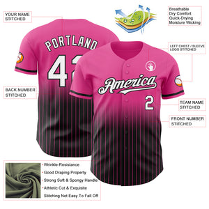 Custom Pink Pinstripe White-Black Authentic Fade Fashion Baseball Jersey