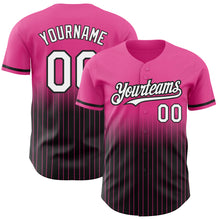 Load image into Gallery viewer, Custom Pink Pinstripe White-Black Authentic Fade Fashion Baseball Jersey
