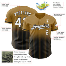 Load image into Gallery viewer, Custom Old Gold Pinstripe White-Black Authentic Fade Fashion Baseball Jersey
