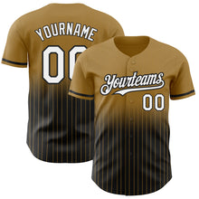 Load image into Gallery viewer, Custom Old Gold Pinstripe White-Black Authentic Fade Fashion Baseball Jersey
