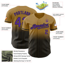 Load image into Gallery viewer, Custom Old Gold Pinstripe Purple-Black Authentic Fade Fashion Baseball Jersey
