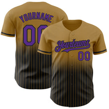 Load image into Gallery viewer, Custom Old Gold Pinstripe Purple-Black Authentic Fade Fashion Baseball Jersey
