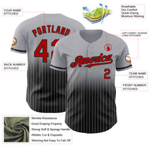 Load image into Gallery viewer, Custom Gray Pinstripe Red-Black Authentic Fade Fashion Baseball Jersey
