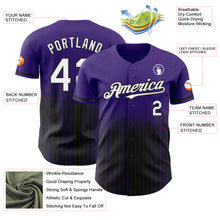 Load image into Gallery viewer, Custom Purple Pinstripe White-Black Authentic Fade Fashion Baseball Jersey
