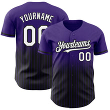 Load image into Gallery viewer, Custom Purple Pinstripe White-Black Authentic Fade Fashion Baseball Jersey
