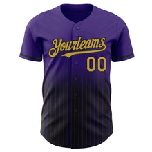 Load image into Gallery viewer, Custom Purple Pinstripe Old Gold-Black Authentic Fade Fashion Baseball Jersey
