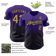 Load image into Gallery viewer, Custom Purple Pinstripe Old Gold-Black Authentic Fade Fashion Baseball Jersey
