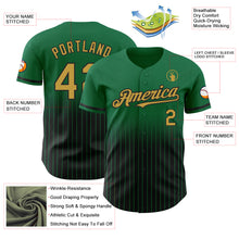 Load image into Gallery viewer, Custom Kelly Green Pinstripe Old Gold-Black Authentic Fade Fashion Baseball Jersey
