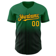 Load image into Gallery viewer, Custom Kelly Green Pinstripe Gold-Black Authentic Fade Fashion Baseball Jersey
