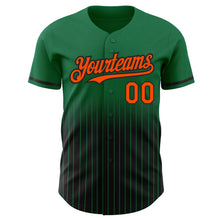 Load image into Gallery viewer, Custom Kelly Green Pinstripe Orange-Black Authentic Fade Fashion Baseball Jersey
