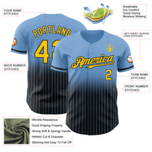 Load image into Gallery viewer, Custom Light Blue Pinstripe Yellow-Black Authentic Fade Fashion Baseball Jersey
