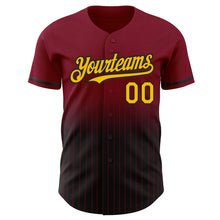 Load image into Gallery viewer, Custom Crimson Pinstripe Gold-Black Authentic Fade Fashion Baseball Jersey
