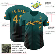 Load image into Gallery viewer, Custom Teal Pinstripe Old Gold-Black Authentic Fade Fashion Baseball Jersey
