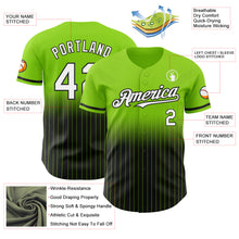 Load image into Gallery viewer, Custom Neon Green Pinstripe White-Black Authentic Fade Fashion Baseball Jersey
