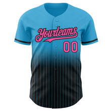 Load image into Gallery viewer, Custom Sky Blue Pinstripe Pink-Black Authentic Fade Fashion Baseball Jersey
