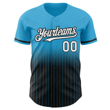 Load image into Gallery viewer, Custom Sky Blue Pinstripe White-Black Authentic Fade Fashion Baseball Jersey
