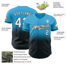 Load image into Gallery viewer, Custom Sky Blue Pinstripe White-Black Authentic Fade Fashion Baseball Jersey
