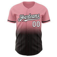 Load image into Gallery viewer, Custom Medium Pink Pinstripe White-Black Authentic Fade Fashion Baseball Jersey
