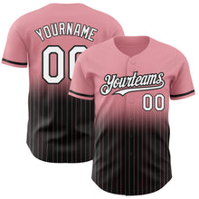 Load image into Gallery viewer, Custom Medium Pink Pinstripe White-Black Authentic Fade Fashion Baseball Jersey
