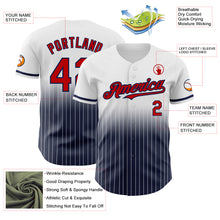 Load image into Gallery viewer, Custom White Pinstripe Red-Navy Authentic Fade Fashion Baseball Jersey
