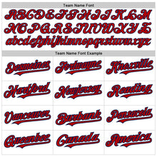 Load image into Gallery viewer, Custom White Pinstripe Red-Navy Authentic Fade Fashion Baseball Jersey
