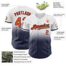 Load image into Gallery viewer, Custom White Pinstripe Orange-Navy Authentic Fade Fashion Baseball Jersey
