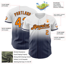 Load image into Gallery viewer, Custom White Pinstripe Bay Orange-Navy Authentic Fade Fashion Baseball Jersey
