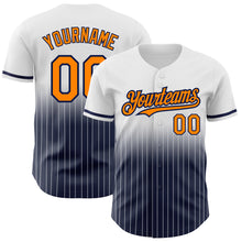 Load image into Gallery viewer, Custom White Pinstripe Bay Orange-Navy Authentic Fade Fashion Baseball Jersey
